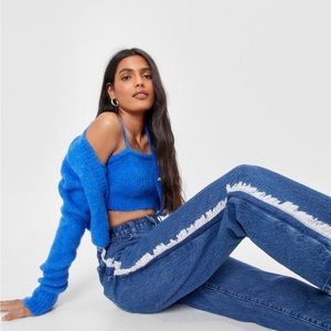 Nasty Gal Fray Seam Detail Straight Leg Jean Size 10